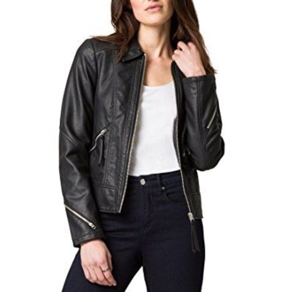 Le Chateau Black Faux Leather Motorcycle Jacket size XXL - Picture 1 of 14